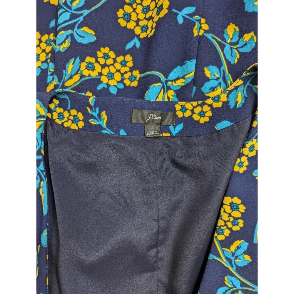 J. Crew Golden Floral 365 Crepe Wrap Dress 4